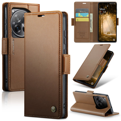 CASEME For OnePlus 12 5G Case  023 Series RFID Blocking Leather Wallet Stand Phone Cover