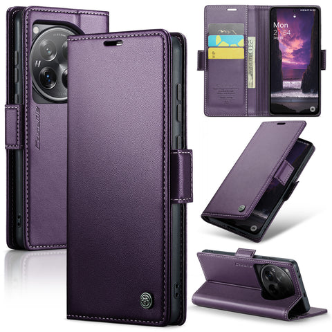 CASEME For OnePlus 12 5G Case  023 Series RFID Blocking Leather Wallet Stand Phone Cover