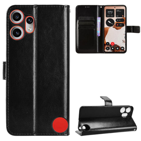 For Nothing CMF Phone 2 Pro PU Leather Case with Strap Crazy Horse Texture Phone Wallet Cover