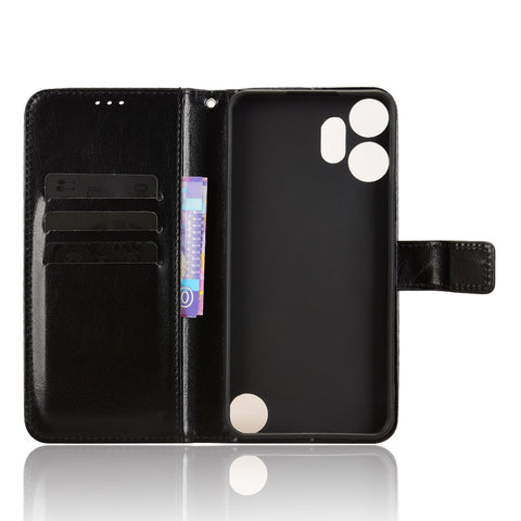 For Nothing CMF Phone 2 Pro PU Leather Case with Strap Crazy Horse Texture Phone Wallet Cover