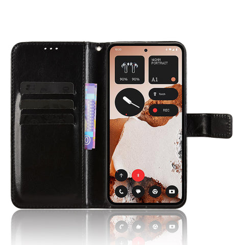 For Nothing CMF Phone 2 Pro PU Leather Case with Strap Crazy Horse Texture Phone Wallet Cover