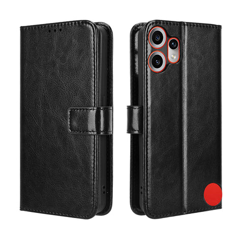 For Nothing CMF Phone 2 Pro PU Leather Case with Strap Crazy Horse Texture Phone Wallet Cover