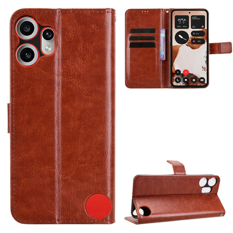 For Nothing CMF Phone 2 Pro PU Leather Case with Strap Crazy Horse Texture Phone Wallet Cover