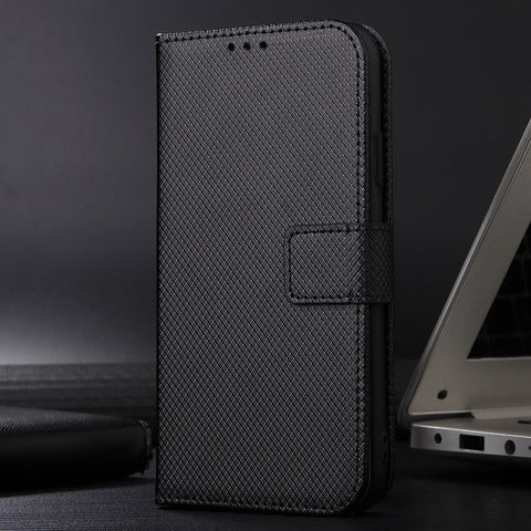 For Huawei Enjoy 80 Leather Wallet Case with Strap Diamond Texture Phone Cover
