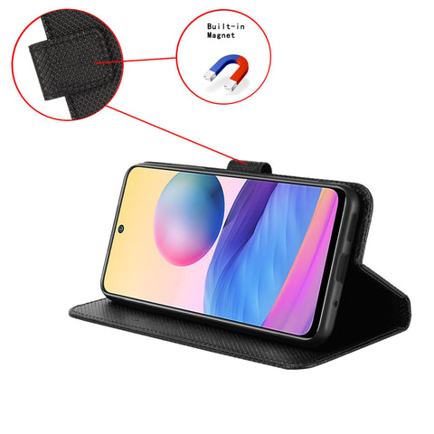 For Huawei Enjoy 80 Leather Wallet Case with Strap Diamond Texture Phone Cover