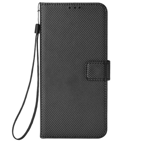 For Huawei Enjoy 80 Leather Wallet Case with Strap Diamond Texture Phone Cover