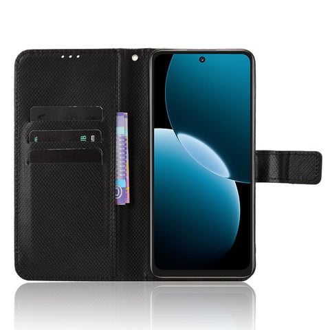 For Huawei Enjoy 80 Leather Wallet Case with Strap Diamond Texture Phone Cover