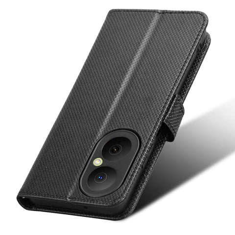 For Huawei Enjoy 80 Leather Wallet Case with Strap Diamond Texture Phone Cover