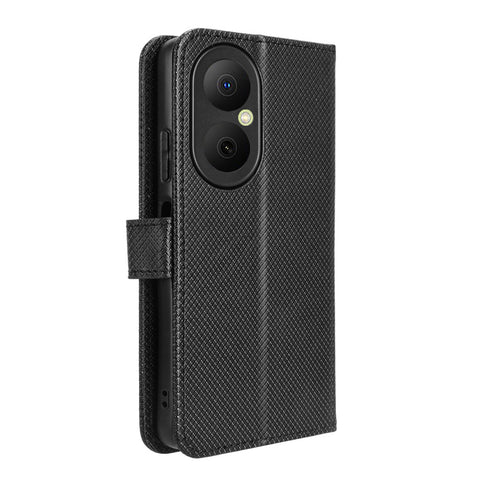 For Huawei Enjoy 80 Leather Wallet Case with Strap Diamond Texture Phone Cover