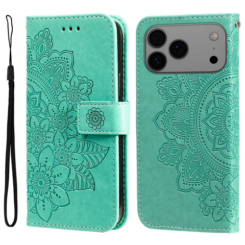 For iPhone 17 Pro Max Case Floral Pattern PU Leather Wallet Stand Phone Cover