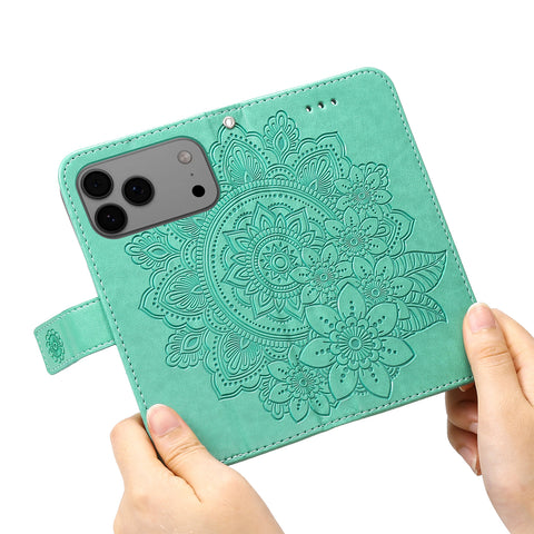 For iPhone 17 Pro Max Case Floral Pattern PU Leather Wallet Stand Phone Cover