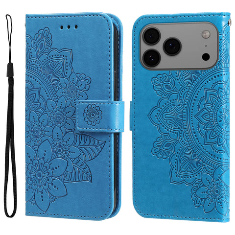 For iPhone 17 Pro Max Case Floral Pattern PU Leather Wallet Stand Phone Cover