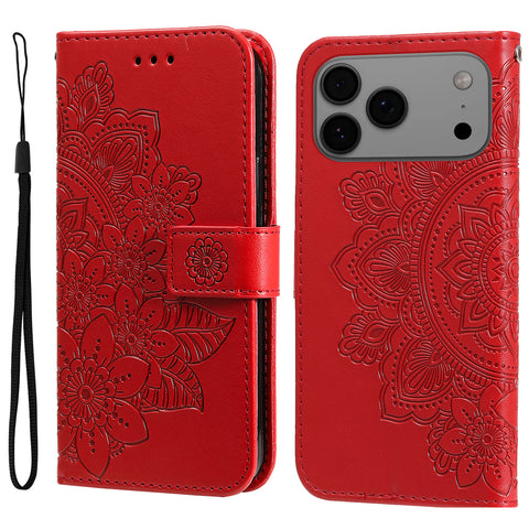 For iPhone 17 Pro Max Case Floral Pattern PU Leather Wallet Stand Phone Cover