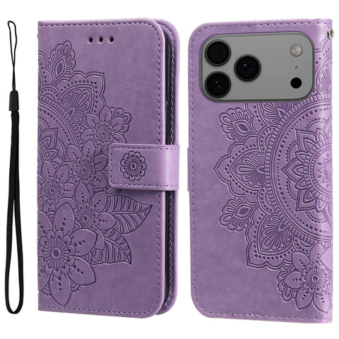 For iPhone 17 Pro Max Case Floral Pattern PU Leather Wallet Stand Phone Cover