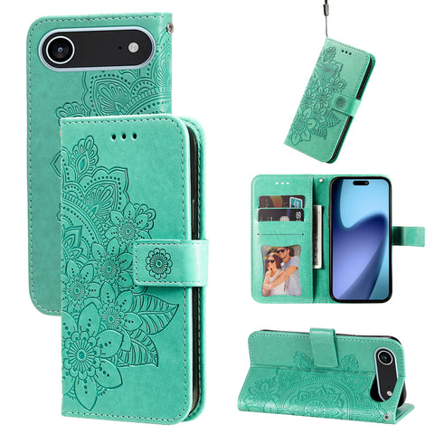 For iPhone Air Case Floral Pattern PU Leather Wallet Stand Phone Cover