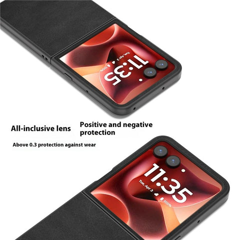 ABEEL Cowhide Texture Case for Motorola Razr 70 Ultra / 60 Ultra 5G / Razr Ultra 2026 5G / 2025 5G Anti-Drop PU + PC Phone Cover