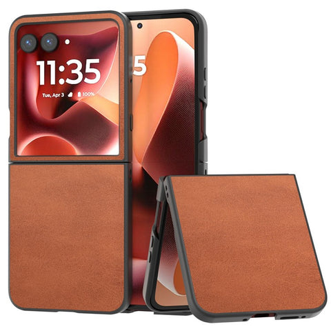 ABEEL Cowhide Texture Case for Motorola Razr 70 Ultra / 60 Ultra 5G / Razr Ultra 2026 5G / 2025 5G Anti-Drop PU + PC Phone Cover