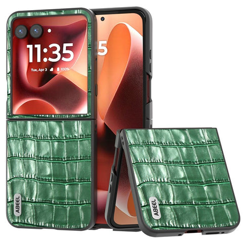 ABEEL Drop-Proof Case For Motorola Razr 70 Ultra / 60 Ultra 5G / Razr Ultra 2026 5G / 2025 5G Genuine Cow Leather + TPU Phone Cover