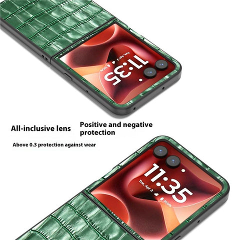 ABEEL Drop-Proof Case For Motorola Razr 70 Ultra / 60 Ultra 5G / Razr Ultra 2026 5G / 2025 5G Genuine Cow Leather + TPU Phone Cover