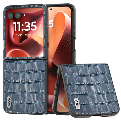 ABEEL Drop-Proof Case For Motorola Razr 70 Ultra / 60 Ultra 5G / Razr Ultra 2026 5G / 2025 5G Genuine Cow Leather + TPU Phone Cover