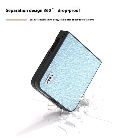 ABEEL Litchi Texture Case for Motorola Razr 70 Ultra / 60 Ultra 5G / Razr Ultra 2026 5G / 2025 5G Genuine Cow Leather + PC Phone Cover