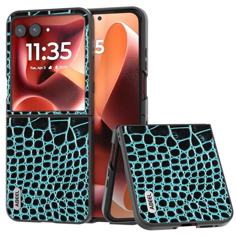 ABEEL For Motorola Razr 70 Ultra / 60 Ultra 5G / Razr Ultra 2026 5G / 2025 5G Case Crocodile Texture Genuine Cow Leather Phone Back Cover