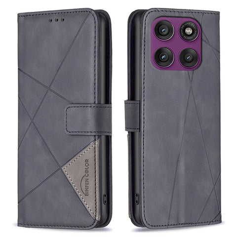 BINFEN COLOR For Motorola Edge 60 Pro 5G Phone Case Wallet Stand Geometry Imprinted Leather Cover