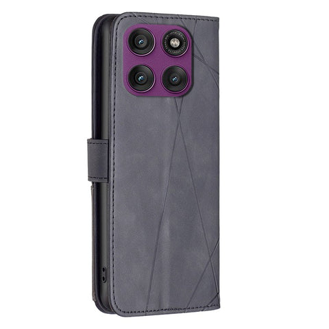 BINFEN COLOR For Motorola Edge 60 Pro 5G Phone Case Wallet Stand Geometry Imprinted Leather Cover