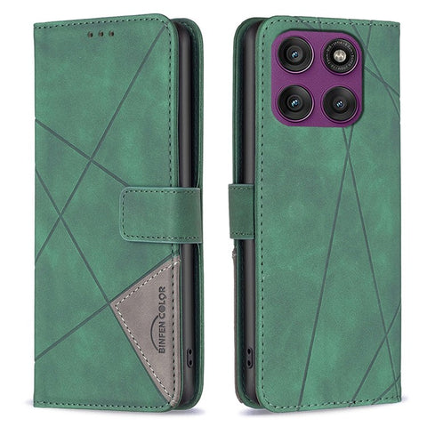 BINFEN COLOR For Motorola Edge 60 Pro 5G Phone Case Wallet Stand Geometry Imprinted Leather Cover
