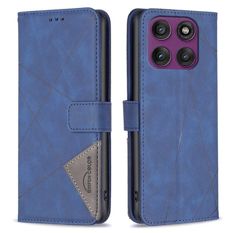 BINFEN COLOR For Motorola Edge 60 Pro 5G Phone Case Wallet Stand Geometry Imprinted Leather Cover