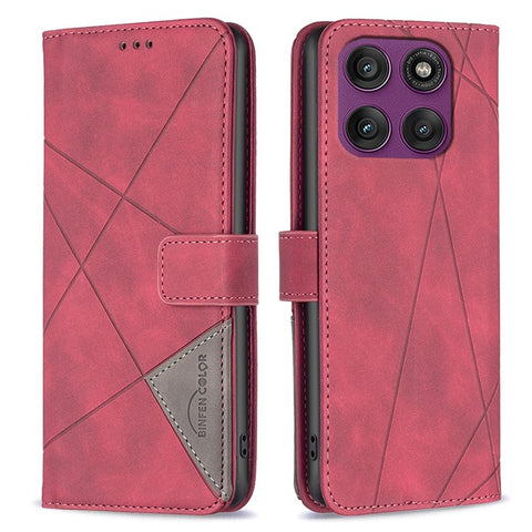 BINFEN COLOR For Motorola Edge 60 Pro 5G Phone Case Wallet Stand Geometry Imprinted Leather Cover