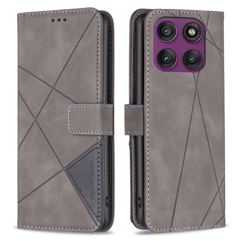 BINFEN COLOR For Motorola Edge 60 Pro 5G Phone Case Wallet Stand Geometry Imprinted Leather Cover