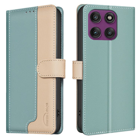 BINFEN COLOR BF33 For Motorola Edge 60 Pro 5G Leather Case Splicing Color RFID Blocking Wallet Stand Phone Cover