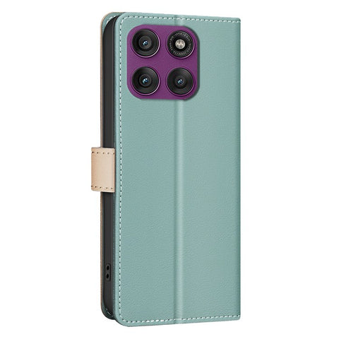 BINFEN COLOR BF33 For Motorola Edge 60 Pro 5G Leather Case Splicing Color RFID Blocking Wallet Stand Phone Cover