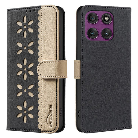 For Motorola Edge 60 Pro 5G Leather Case BINFEN COLOR BF36 Floral Pattern Phone Cover RFID Blocking Wallet Stand