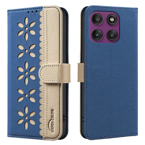 For Motorola Edge 60 Pro 5G Leather Case BINFEN COLOR BF36 Floral Pattern Phone Cover RFID Blocking Wallet Stand