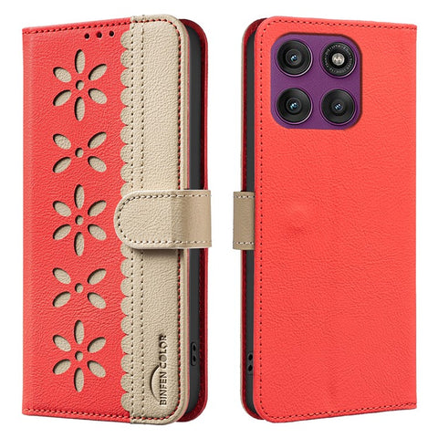 For Motorola Edge 60 Pro 5G Leather Case BINFEN COLOR BF36 Floral Pattern Phone Cover RFID Blocking Wallet Stand