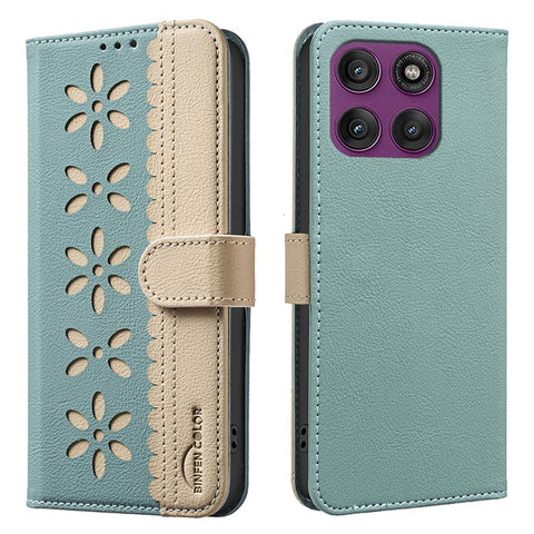 For Motorola Edge 60 Pro 5G Leather Case BINFEN COLOR BF36 Floral Pattern Phone Cover RFID Blocking Wallet Stand