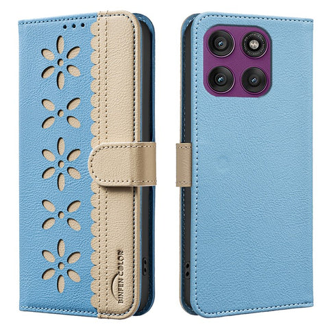 For Motorola Edge 60 Pro 5G Leather Case BINFEN COLOR BF36 Floral Pattern Phone Cover RFID Blocking Wallet Stand