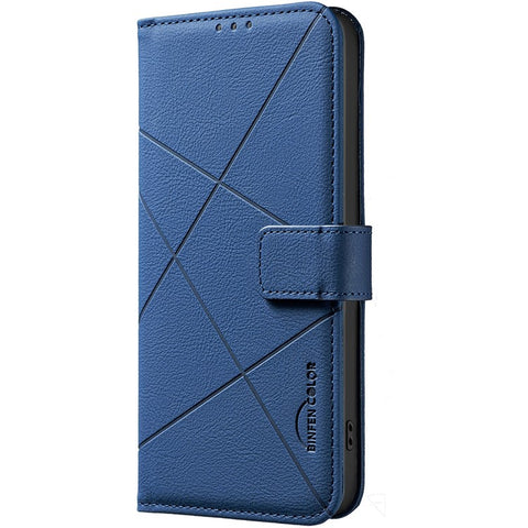 BINFEN COLOR BF35 For Motorola Edge 60 Pro 5G Phone Cover Geometry Imprinted RFID Blocking Leather Case