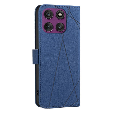 BINFEN COLOR BF35 For Motorola Edge 60 Pro 5G Phone Cover Geometry Imprinted RFID Blocking Leather Case