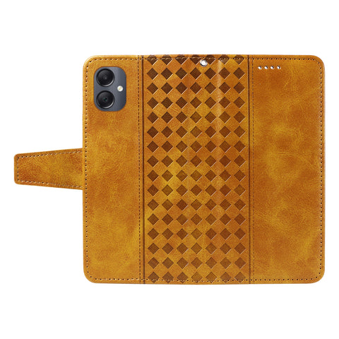 For Samsung Galaxy A07 4G / A06 4G / A06 5G Leather Case Wallet Stand Grids Imprinted Phone Cover with Strap