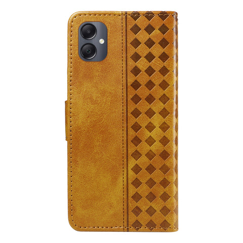 For Samsung Galaxy A07 4G / A06 4G / A06 5G Leather Case Wallet Stand Grids Imprinted Phone Cover with Strap