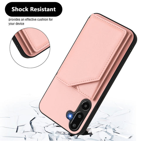 For Samsung Galaxy F16 5G / Galaxy M16 5G Case Card Holder Kickstand Skin-Touch Phone Cover with Wrist Strap