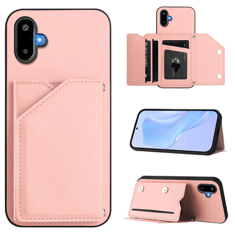 For Samsung Galaxy M06 5G / Galaxy F06 5G Case Card Holder Kickstand Skin-Touch Phone Cover with Wrist Strap