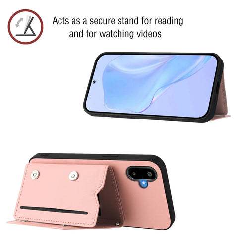 For Samsung Galaxy M06 5G / Galaxy F06 5G Case Card Holder Kickstand Skin-Touch Phone Cover with Wrist Strap