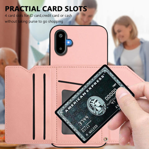 For Samsung Galaxy M06 5G / Galaxy F06 5G Case Card Holder Kickstand Skin-Touch Phone Cover with Wrist Strap