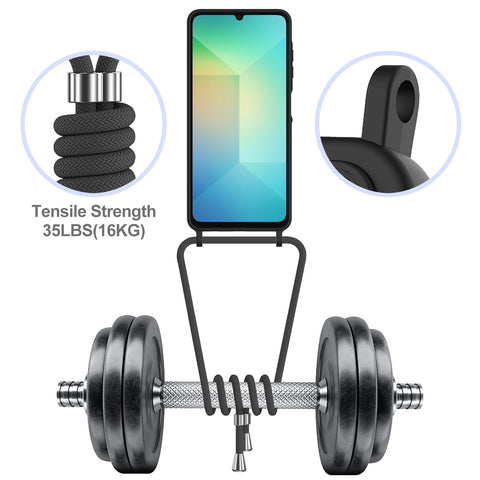 For Samsung Galaxy A06 5G Case Liquid Silicone Card Holder Back Phone Cover with Lanyard