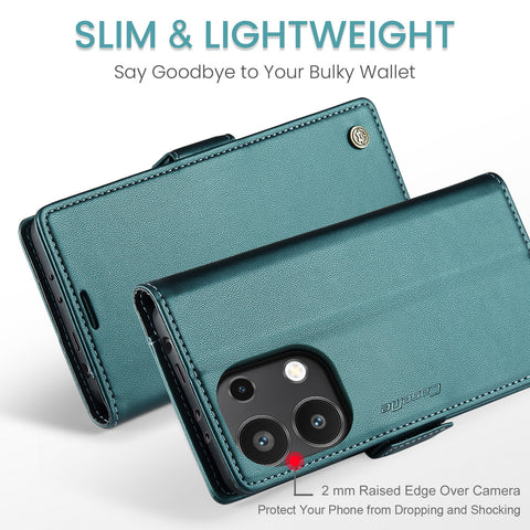 CASEME For Xiaomi Redmi Note 13 4G Case  023 Series RFID Blocking Leather Wallet Stand Phone Cover