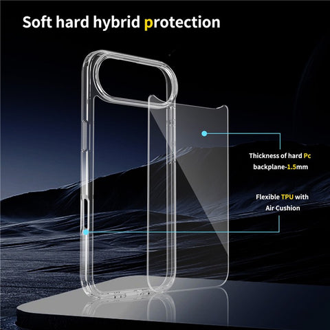 For iPhone Air Clear Case TPU + Acrylic Shockproof Phone Back Cover